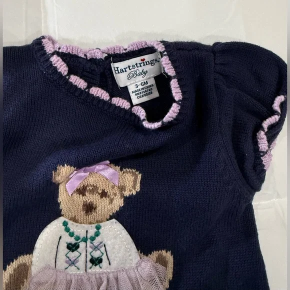 Hartstrings Navy and Lavender Bear Dress - Picture 3 of 5